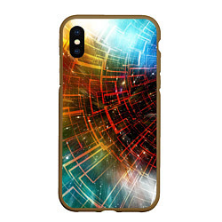 Чехол iPhone XS Max матовый Portal - Neon Space - туннель из энергетических па, цвет: 3D-коричневый