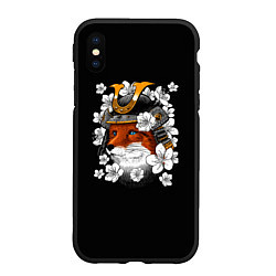 Чехол iPhone XS Max матовый Лис Самурай, цвет: 3D-черный