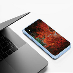 Чехол iPhone XS Max матовый Размытые краски цветная абстракция, цвет: 3D-голубой — фото 2
