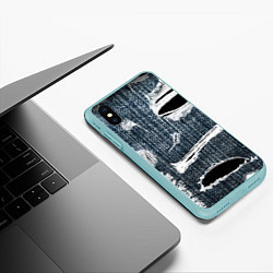 Чехол iPhone XS Max матовый Джинсовое рваньё Fashion trend, цвет: 3D-мятный — фото 2