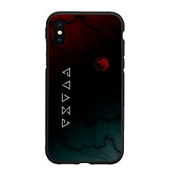 Чехол iPhone XS Max матовый The witcher Волк Черные Молнии, цвет: 3D-черный