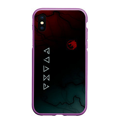 Чехол iPhone XS Max матовый The witcher Волк Черные Молнии, цвет: 3D-фиолетовый