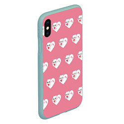 Чехол iPhone XS Max матовый Орнамент сердце кот, цвет: 3D-мятный — фото 2