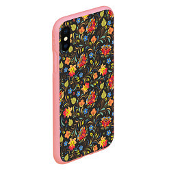 Чехол iPhone XS Max матовый Хохломские цветочки, цвет: 3D-баблгам — фото 2