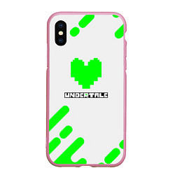 Чехол iPhone XS Max матовый Undertale сердце зелёное, цвет: 3D-розовый