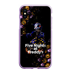 Чехол iPhone XS Max матовый Five Nights at Freddys Луна паттерн, цвет: 3D-сиреневый