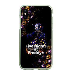 Чехол iPhone XS Max матовый Five Nights at Freddys Луна паттерн, цвет: 3D-салатовый