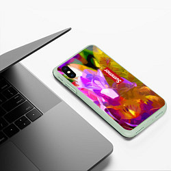 Чехол iPhone XS Max матовый Красочный цветочный узор Лето Colorful Floral Patt, цвет: 3D-салатовый — фото 2
