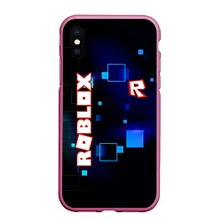 Чехол iPhone XS Max матовый ROBLOX неоновые кубики, цвет: 3D-малиновый