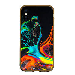 Чехол iPhone XS Max матовый Цветная лава краска, цвет: 3D-коричневый