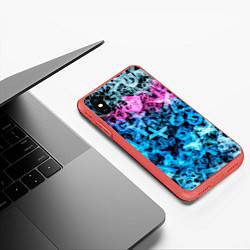 Чехол iPhone XS Max матовый Хаос из букв, цвет: 3D-красный — фото 2