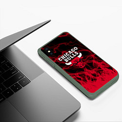 Чехол iPhone XS Max матовый CHICAGO BULLS ЧИКАГО БУЛЛС МОЛНИИ, цвет: 3D-темно-зеленый — фото 2