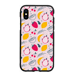 Чехол iPhone XS Max матовый Fruit Pattern, цвет: 3D-черный