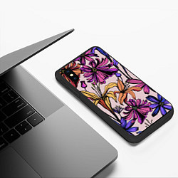 Чехол iPhone XS Max матовый Цветы Разноцветные, цвет: 3D-черный — фото 2
