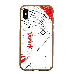 Чехол iPhone XS Max матовый Берсерк - Berserk logo elements, цвет: 3D-коричневый