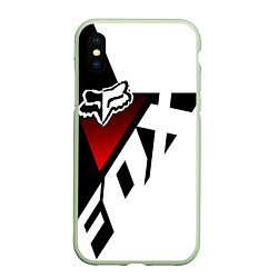 Чехол iPhone XS Max матовый FOX RACING - ФОКС ЧЕРНЫЙ И БЕЛЫЙ, цвет: 3D-салатовый