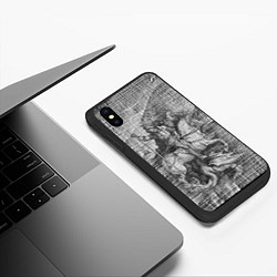 Чехол iPhone XS Max матовый Альбрехт Дюрер Всадник побеждающий дракона Гравюра, цвет: 3D-черный — фото 2