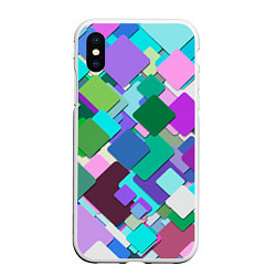 Чехол iPhone XS Max матовый MULTICOLORED SQUARES, цвет: 3D-белый