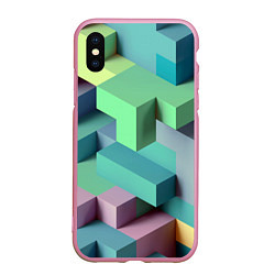 Чехол iPhone XS Max матовый GEOMETRIC SHAPES, цвет: 3D-розовый