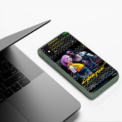 Чехол iPhone XS Max матовый Johnny и Vi Girl, цвет: 3D-темно-зеленый — фото 2