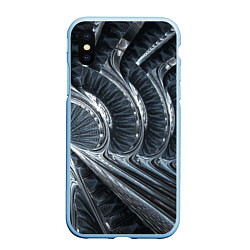 Чехол iPhone XS Max матовый Фрактальный абстрактный паттерн Броня Fractal Abst, цвет: 3D-голубой