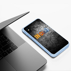 Чехол iPhone XS Max матовый IN COLD горизонтальный логотип на темно-сером фоне, цвет: 3D-голубой — фото 2