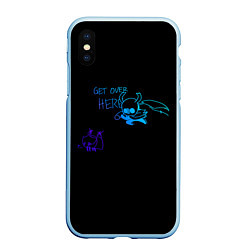 Чехол iPhone XS Max матовый GET OVER HERЕ Hollow Knight, цвет: 3D-голубой