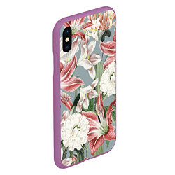 Чехол iPhone XS Max матовый Цветы Романтические Лилии, цвет: 3D-фиолетовый — фото 2