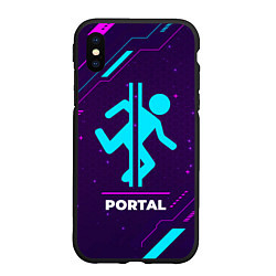 Чехол iPhone XS Max матовый Символ Portal в неоновых цветах на темном фоне, цвет: 3D-черный