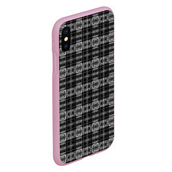 Чехол iPhone XS Max матовый Черно белая клетка, цвет: 3D-розовый — фото 2