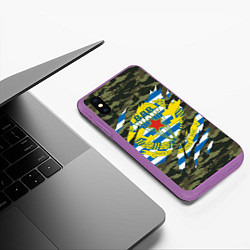 Чехол iPhone XS Max матовый КАМУФЛЯЖ ВДВ РАЗРЫВ, цвет: 3D-фиолетовый — фото 2