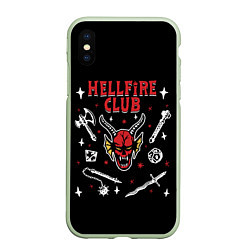 Чехол iPhone XS Max матовый HELLFIRE CLUB STRANGER THINGS, цвет: 3D-салатовый