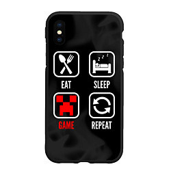 Чехол iPhone XS Max матовый Eat, Sleep, Minecraft, Repeat, цвет: 3D-черный