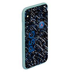 Чехол iPhone XS Max матовый Псж синие белые чёрточки, цвет: 3D-мятный — фото 2