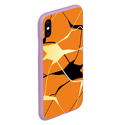 Чехол iPhone XS Max матовый Абстрактные полосы на оранжевом фоне, цвет: 3D-сиреневый — фото 2