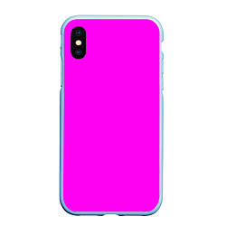 Чехол iPhone XS Max матовый Однотонный розовый неоновый Пион, цвет: 3D-голубой