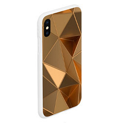 Чехол iPhone XS Max матовый Золотые 3D треугольники, цвет: 3D-белый — фото 2