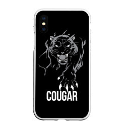 Чехол iPhone XS Max матовый Cougar on the hunt - Пума на охоте, цвет: 3D-белый