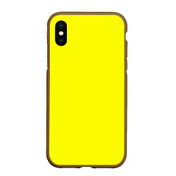 Чехол iPhone XS Max матовый Однотонный неоновый лимонный желтый тон, цвет: 3D-коричневый