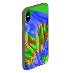 Чехол iPhone XS Max матовый Яркая неоновая абстракция, цвет: 3D-темно-зеленый — фото 2