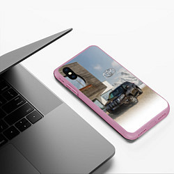 Чехол iPhone XS Max матовый Тoyota Land Cruiser Prado у горного коттеджа Mount, цвет: 3D-розовый — фото 2