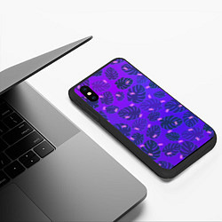 Чехол iPhone XS Max матовый Неоновый Chill и пальмовые листья, цвет: 3D-черный — фото 2