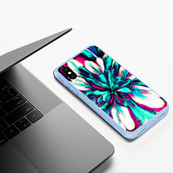 Чехол iPhone XS Max матовый Цветок из краски, цвет: 3D-голубой — фото 2