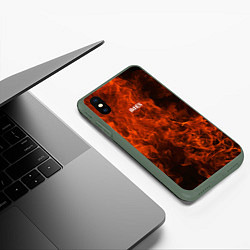 Чехол iPhone XS Max матовый New York, дизайн в готическом стииле с огнем и анг, цвет: 3D-темно-зеленый — фото 2