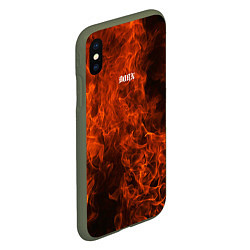 Чехол iPhone XS Max матовый New York, дизайн в готическом стииле с огнем и анг, цвет: 3D-темно-зеленый — фото 2