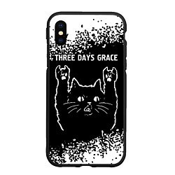 Чехол iPhone XS Max матовый Группа Three Days Grace и Рок Кот, цвет: 3D-черный