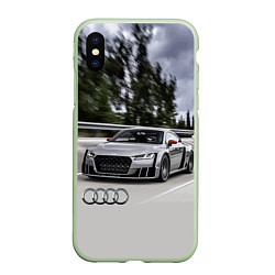 Чехол iPhone XS Max матовый Ауди на скоростном шоссе Audi on the expressway, цвет: 3D-салатовый