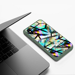 Чехол iPhone XS Max матовый New Abstraction, цвет: 3D-темно-зеленый — фото 2