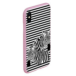 Чехол iPhone XS Max матовый Матросы на зебрах, цвет: 3D-розовый — фото 2