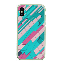 Чехол iPhone XS Max матовый Striped, цвет: 3D-салатовый